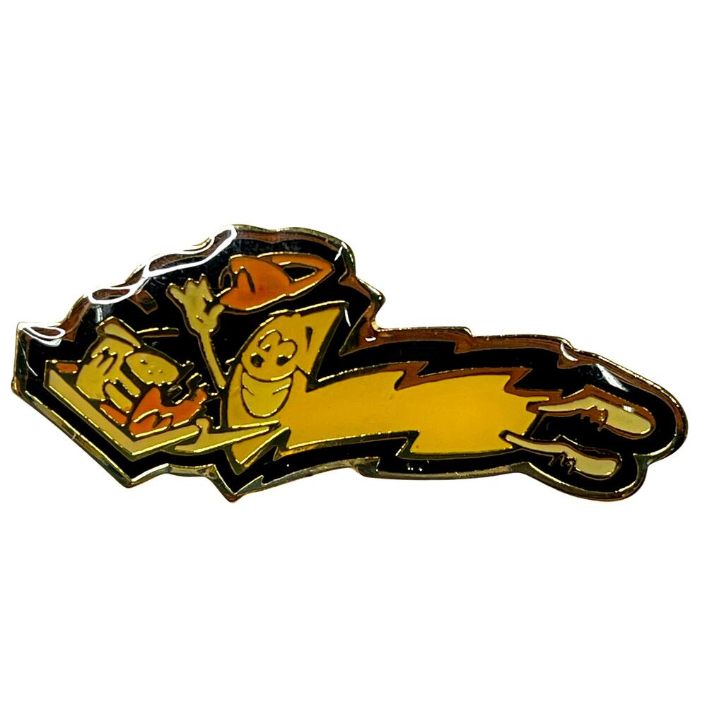Vtg. 1980's McDonald's Lightning FAST Drive-Thru Crew Hat Pin Cartoon French Fry